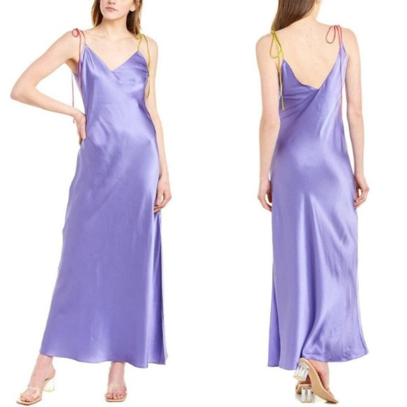DANNIJO Dresses & Skirts - Dannijo Tie Strap Silk Slip Dress Purple